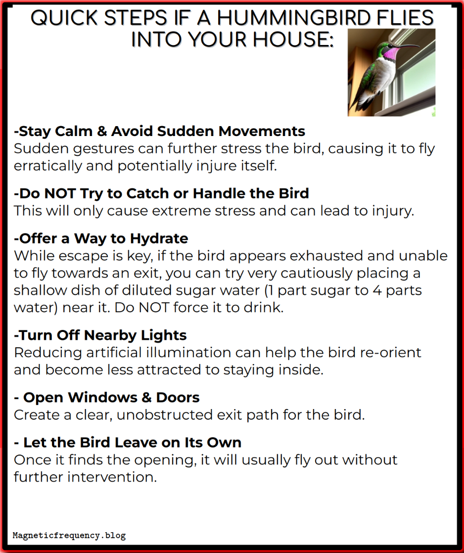 six emergency steps if a hummingbird flies into your home