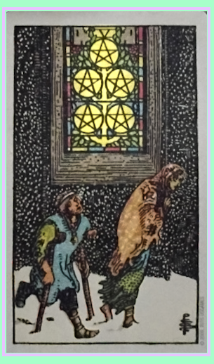 Smith Waite Tarot Card Deck 5 of Pentacles tarot card