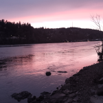 Willamette River in Portland, Oregon Pink Sunset photography by Veneiveena MourningBird