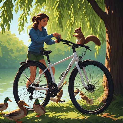AN AI Generated Image of the scene that took place when I changed my bicycle tire tube 